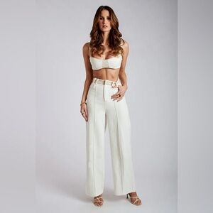Mona Linen High Waist Trousers, Yalda Contrast Panel Linen Bustier